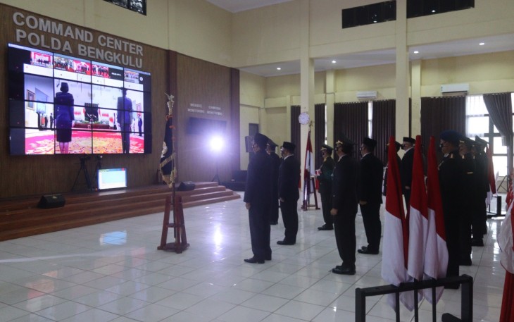 Wakapolda Bengkulu Ikuti Upacara Peringatan HUT Bhayangkara Ke -75 Secara Virtual