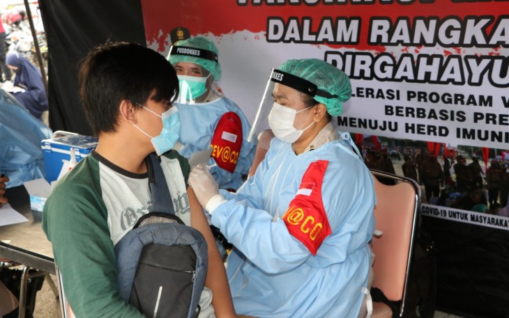 Polda Bengkulu Gelar Vaksinasi Bagi Pedagang PTM