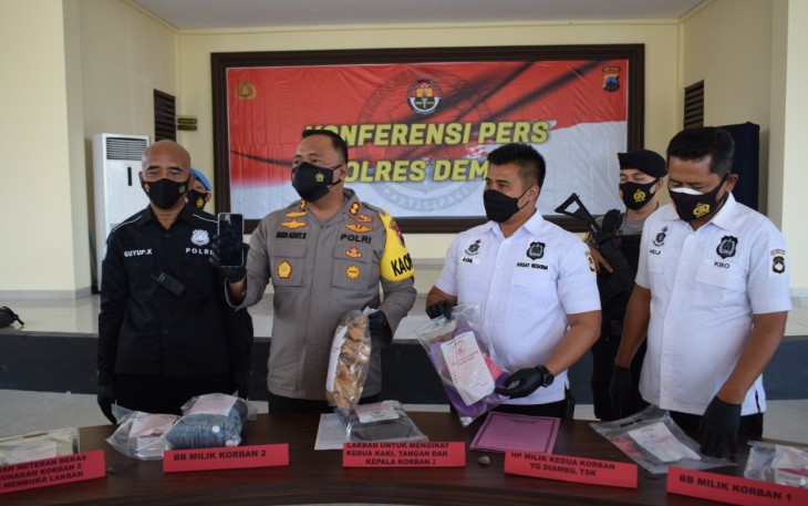 Kapolres Demak AKBP Budi Adhy Buono saat konferensi Pers
