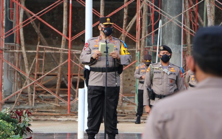 Polda Bengkulu melaksanakan Apel Gelar pasukan Operasi Zebra Nala 2021 lapangan apel rekonfu Polda Bengkulu.