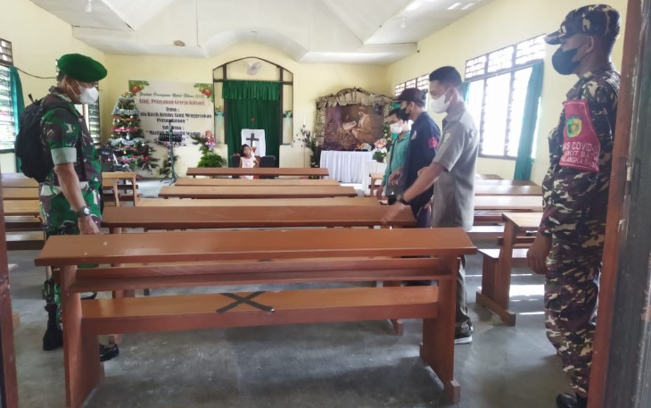 Tim Satgas Covid 19 setempat kembali menggelar Patroli Pengawasan ke sejumlah Gereja di wilayah Kecamatan Bukit Batu