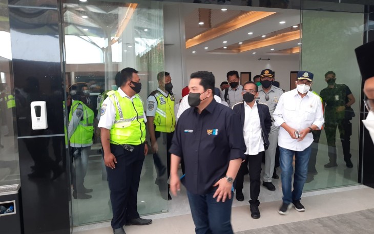 Tiga Menteri Kabinet Indonesia Maju Yakni Menteri BUMN Erick Thohir, Menteri Perhubungan Budi Karya Sumadi dan Menteri Sekretaris Negara Pratikno Melakukan Kunjungan Kerja 