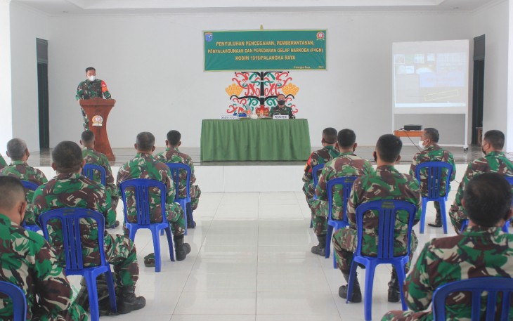 Kodim 1016/ Palangka Raya menggelar penyuluhan Pencegahan Pemberantasan Penyalahgunaan Peredaran Gelap Narkoba (P4GN), Rabu 25 Agustus 2021. 