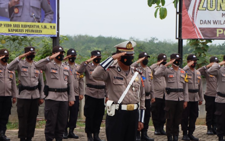 Polres Jajaran Polda Lampung Melaksanakan Apel Gelar Pasukan Operasi (Ops) Zebra Krakatau 2021