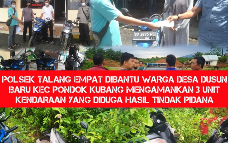 Polsek Talang Empat Temukan Tiga Motor Curian di Pondok Kubang