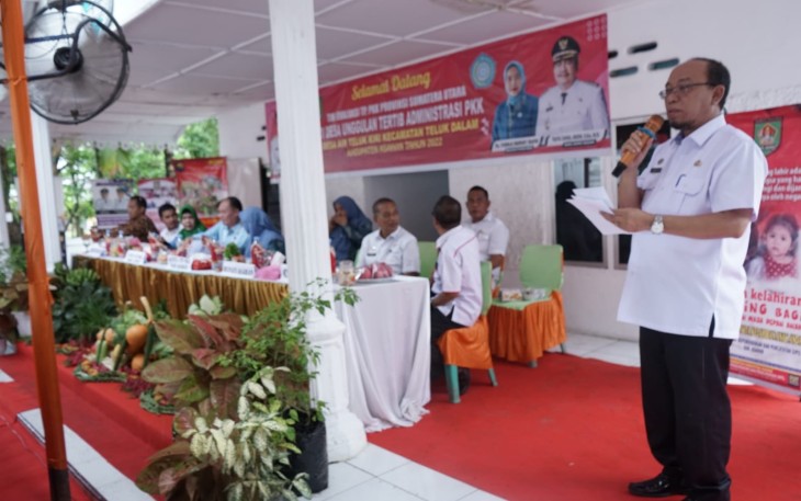 Pemkab Asahan saat Terima Kunjungan Tim Evaluasi TP PKK Provsu di Desa Air Teluk Kiri
