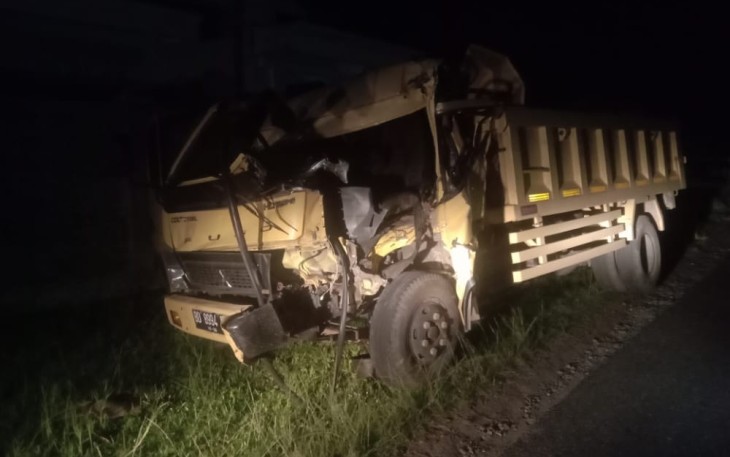 Kondisi truk pasca terjadi kecelakaan.