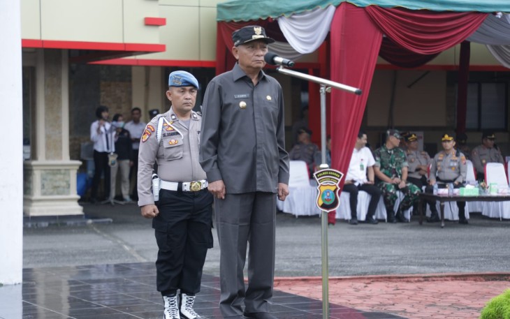 Bupati Asahan saat Pimpin Apel Kesiapan Penanggulangan Bencana Alam Wilayah Kabupaten Asahan