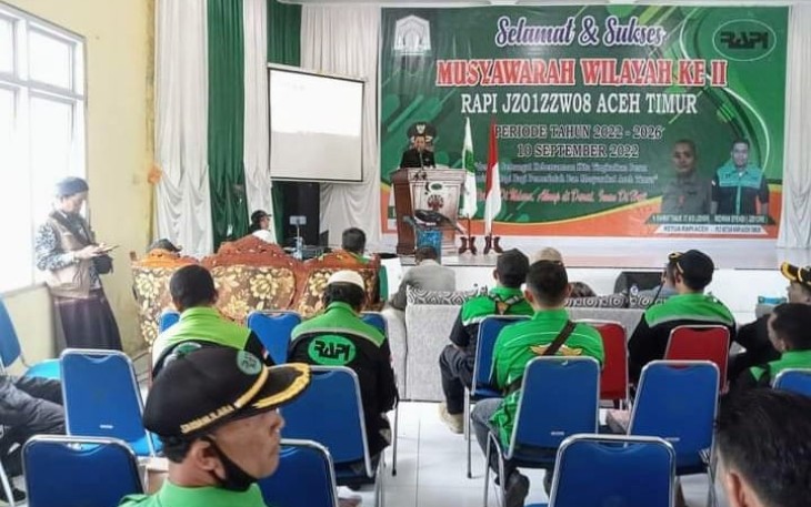 Muswil II Tahun 2022 Radio Antar Penduduk Indonesia (RAPI) di Aula Media Center Dinas Perhubungan di Kecamatan Peureulak, Sabtu (10/09/2022).