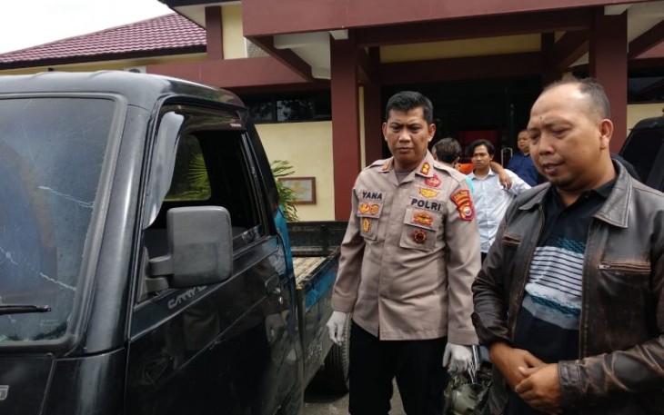 Barang bukti 1 unit R4 Carry Futura warna hitam saat berhasil diamankan di Mapolres Kepahiang.
