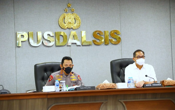 Sigit dalam Vicon yang digelar di Mabes Polri, Jakarta Selatan, Senin (14/3/2022).