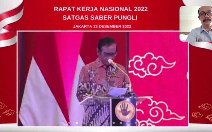 Rapat Koordinasi Satuan Tugas Saber Pungli Provinsi Aceh, Selasa (13/12/2022) secara virtual.