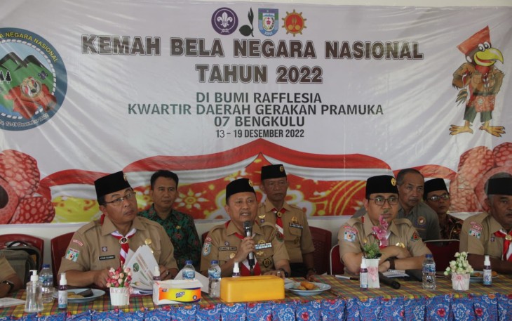 Rapat Pembahasan Persiapan Kemah Bela Negara bersama Kwartir Nasional secara virtual, di Kwarda Bengkulu, Kamis (8/9).