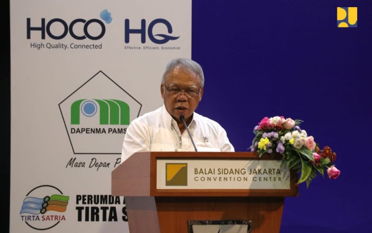 Menteri Basuki Hadimuljono hadir memberikan sambutan dan turut membuka kegiatan IWF 2022 secara resmi bersama dengan Direktur Jenderal Cipta Karya Diana Kusumastuti, Ketua Umum PERPAMSI Lalu Ahmad Zaini, dan Wakil Ketua Umum PERPAMSI Kabir Bedi.