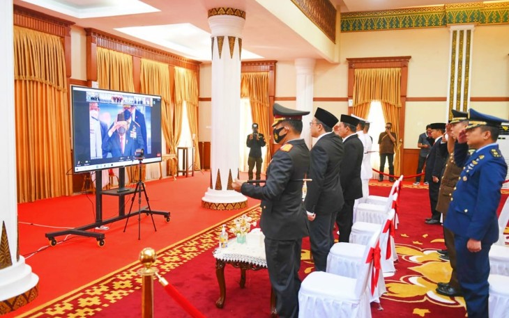 Gubernur Ansar dan Forkopimda Kepri saat Ikut Virtual Upacara Hari Kesaktian Pancasila 