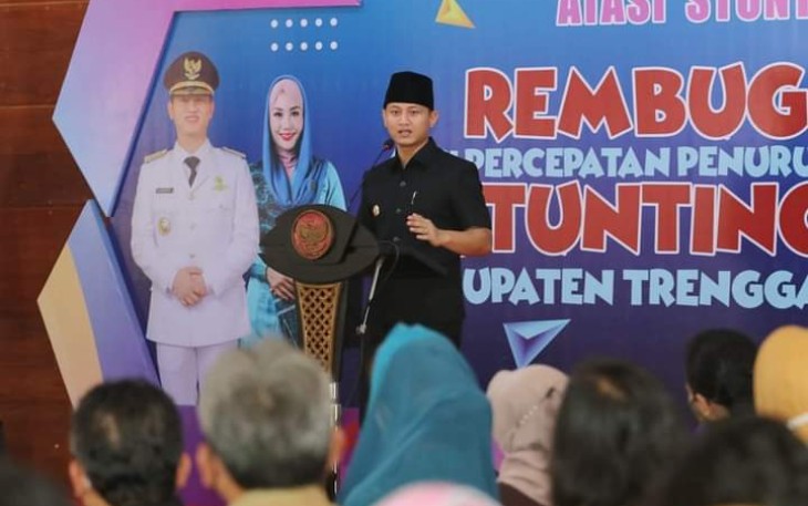 Bupati Trenggalek, Mochamad Nur Arifin, saat rembuk stunting di Pendapa Manggala Praja Nugraha.