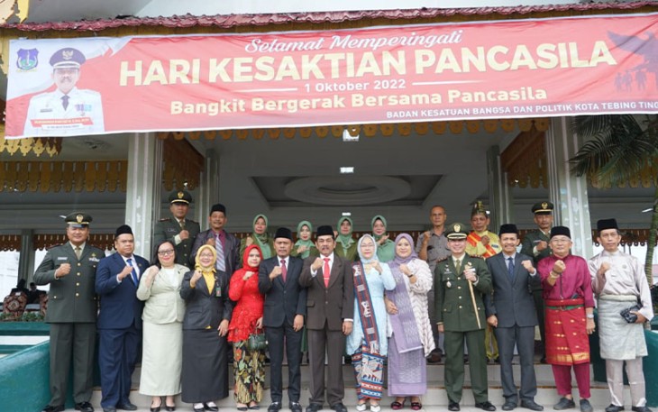 Forkopimda Kota Tebing Tinggi dan Elemen Masyarakat saat Peringati Hari Kesaktian Pancasila