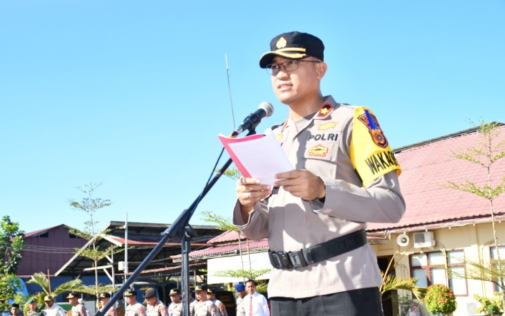 Wakapolres Aceh Timur saat Pimpin Apel Gelar Pasukan Operasi Patuh Seulawah Tahun 2022