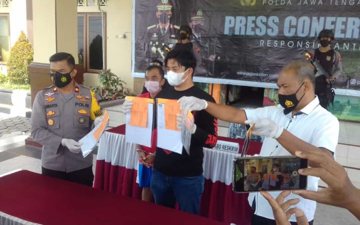 Conference Pers Polres Klaten ekspos tersangka dan barang bukti
