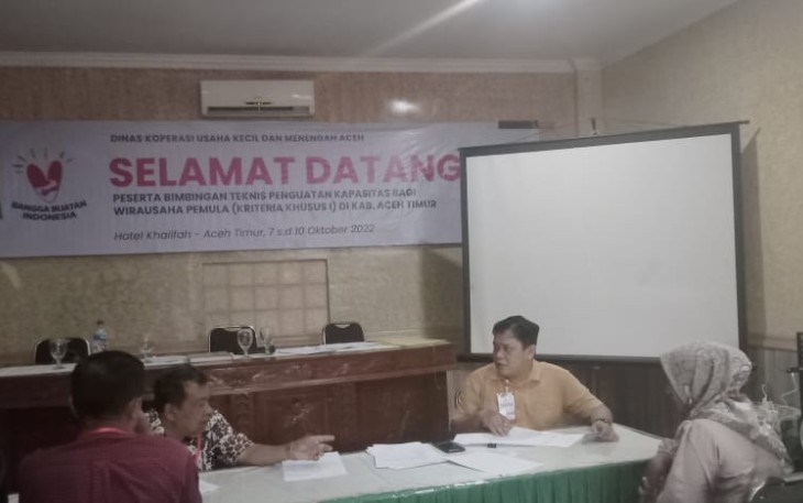 Bimtek penguatan Wirausaha pemula produktif di idi, Jumat s/d Senin 7 s/d 10 Oktober 2022.