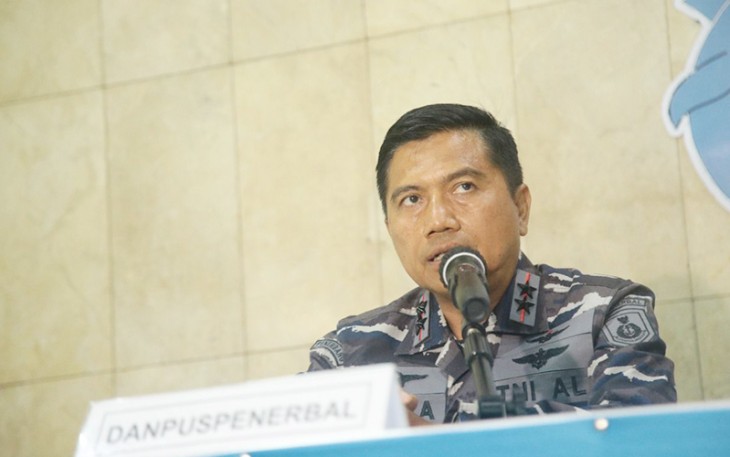 Danpuspenerbal Laksamana Muda TNI  Dwika Tjahja Setiawan, S.H., M.H., saat konferensi pers, Rabu (07/09/2022) di Mabesal Cilangkap Jakarta Timur.