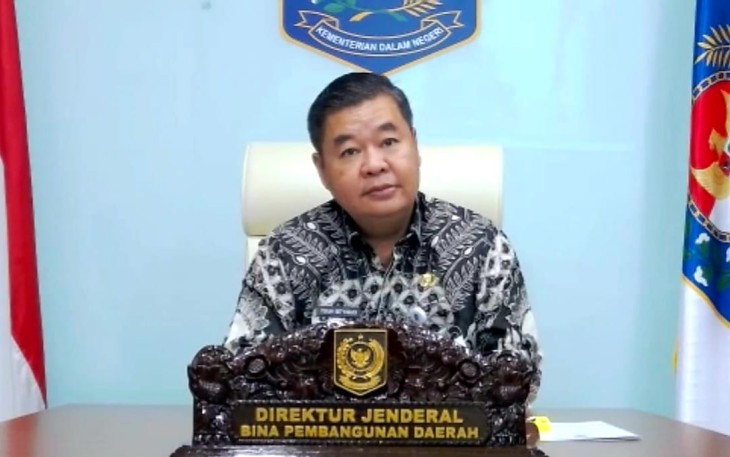 Dirjen Bangda Kemendagri Teguh Setyabudi saat membuka kegiatan asistensi penyusunan dokumen Rencana Aksi penerapan SPM di daerah otonomi baru Provinsi Papua Pegunungan, Selasa (11/10/2022) di Aveon Hotel Yogyakarta.
