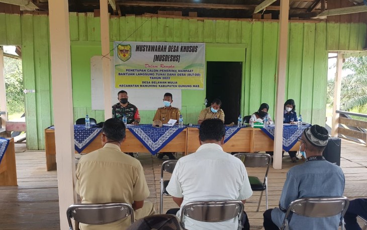 Musdesus Verifikasi, Validasi dan Penetapan KPM BLT DD TA 2022, di aula Kantor Desa Belawan Mulya
