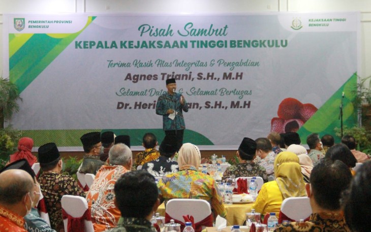 Gubernur Rohidin Mersyah, saat menghadiri pisah sambut Kajati Bengkulu 