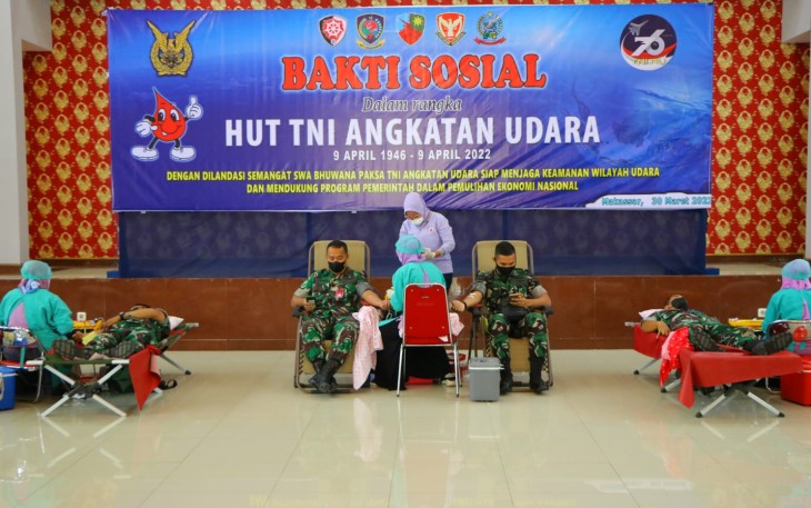Meriahkan HUT ke-76 TNI AU, Personel Lanud Sultan Hasanuddin Donor Darah