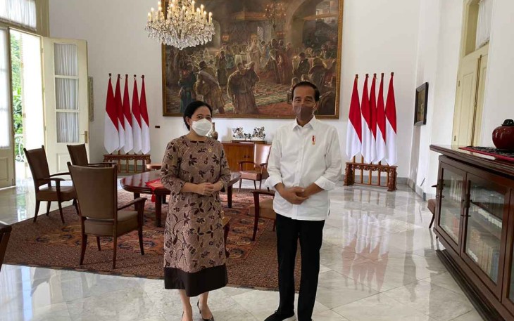 Ketua DPR Puan Maharani saat bertemu Presiden Joko Widodo di Istana Bogor, Rabu (6/4/2022).
