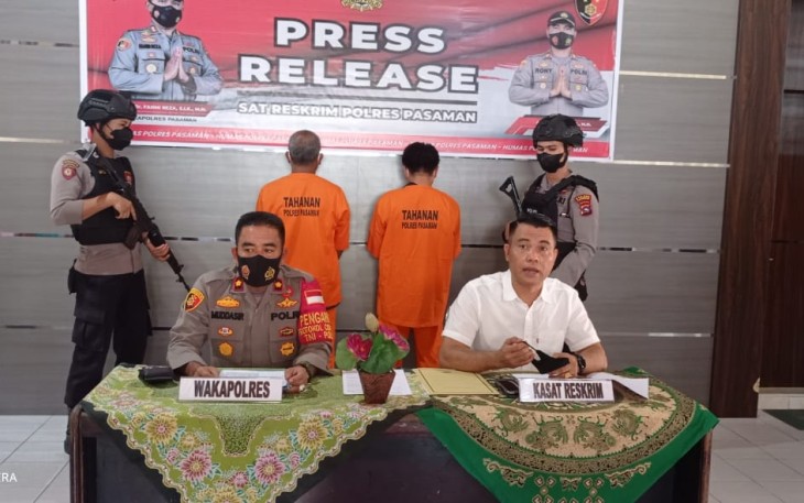 Konferensi pers Polres Pasaman terkait penyalahgunaan BBM bersubsidi jenis Solar