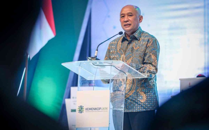 Menteri Teten saat memberikan sambutan acara Temu Bisnis di Jakarta. Rabu (27/4/2022)