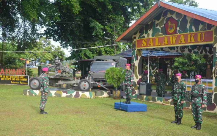 Apel khusus jelang hari raya Idul Fitri di Yonmarhanlan IX Ambon. Kamis (28/4/2022)