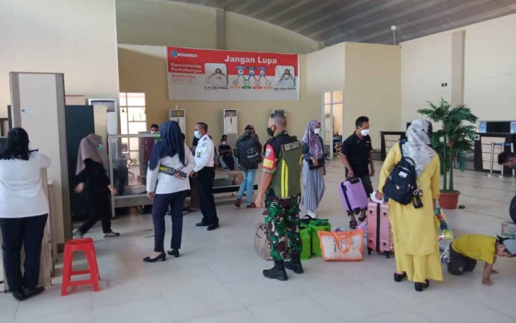 Bandara H Asan Sampit mulai di padati penumpang arus balik. Kamis (05/05/2022)