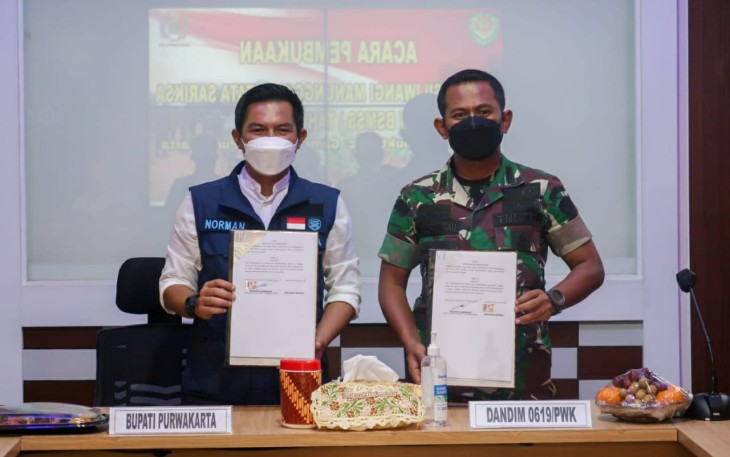 Pj. Sekda Purwakarta Norman Nugraha (kiri) dan Dandim 0619/Purwakarta Letkol Arm Krisrantau Hermawan.