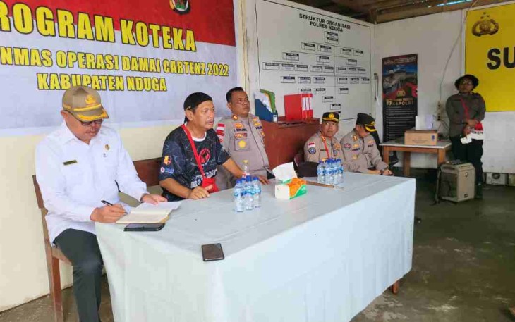 Prof Dr. Hermawan Sulistyo (tengah) saat berdialog dengan tomas, todat serta kepala suku Nduga