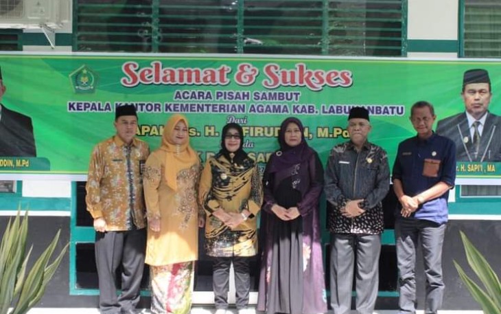Pisah sambut Kepala Kantor Kementerian Agama Labuhanbatu, Jumat (27/5/2022).