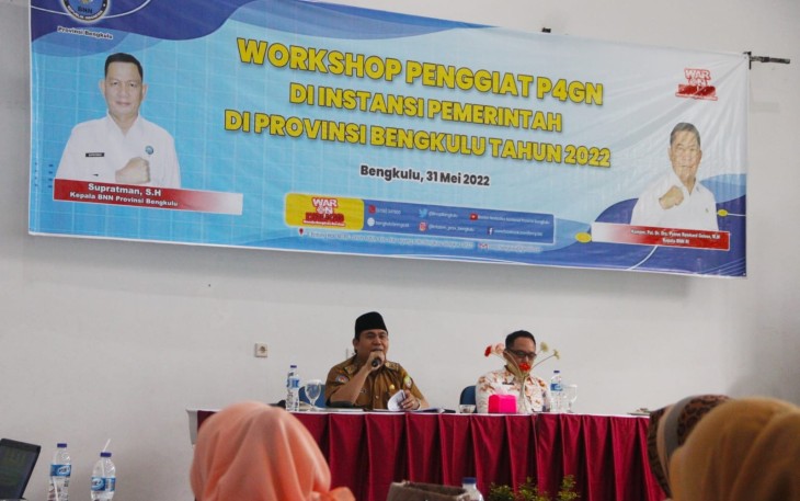 Workshop Penggiat P4GN di Lingkungan Pemerintah Provinsi Bengkulu Tahun 2022, di aula Hotel Adeeva Kota Bengkulu, Selasa (31/05/2022).