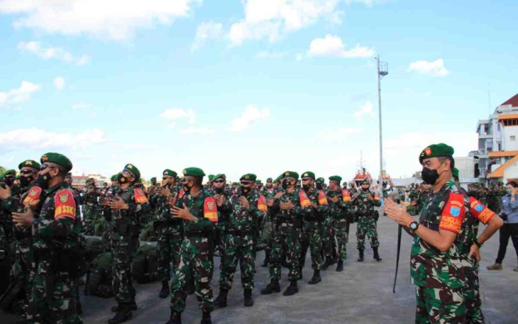 Pelepasan Satgas Yonif 144/Jy kembali ke home base
