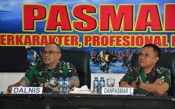 Danpasmar 3 saat menerima tim audit Itjen TNI 