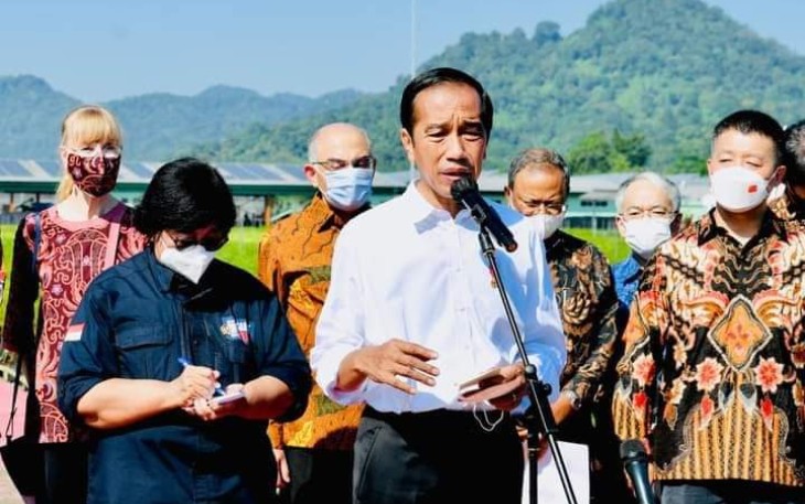 Presiden Joko Widodo saat menyampaikan di acara peresmian persemaian Rumpin Kab Bogor