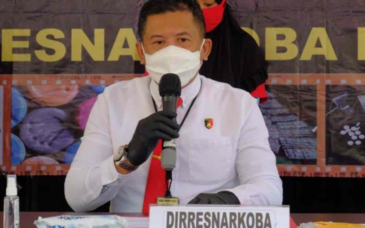 Dirresnarkoba Polda Jateng saat memberikan keterangan pers pengungkapan narkoba jenis sabu 509,7 gram