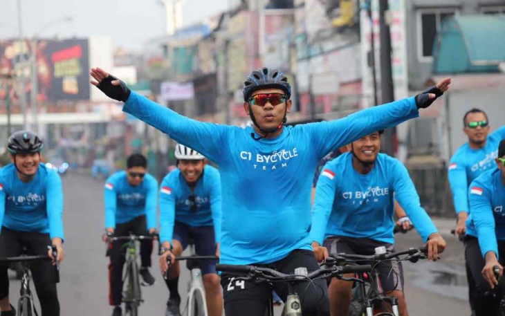 Kapolres Cilegon saat gowes bersama anggotanya