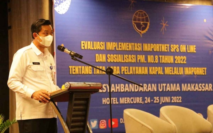 Capt Hermanta saat sosialisasi Inaportnet SPS di Makas6