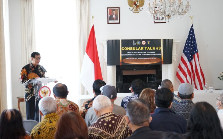 Menteri Hukum dan HAM dalam pidato pembuka yang mengawali kegiatan forum diskusi konsuler.
