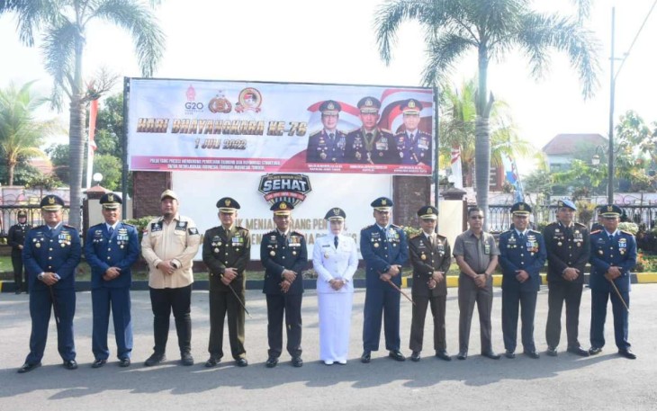 Foto bersama Forkopimda Madiun usai peringati Hari Bhayangkara secara virtual 