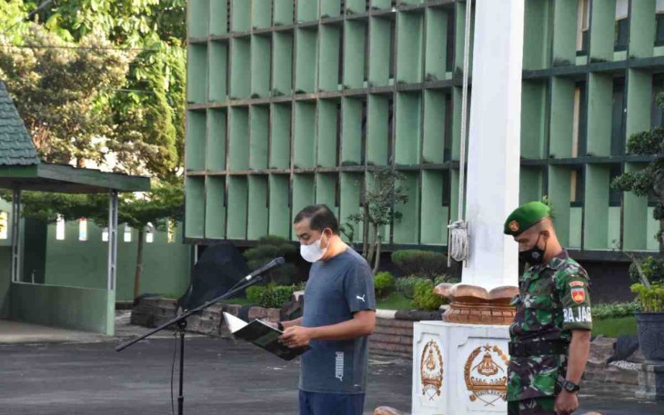 Kasrem 073/Mkt pimpin apel pagi dan pamitan kepada anggota