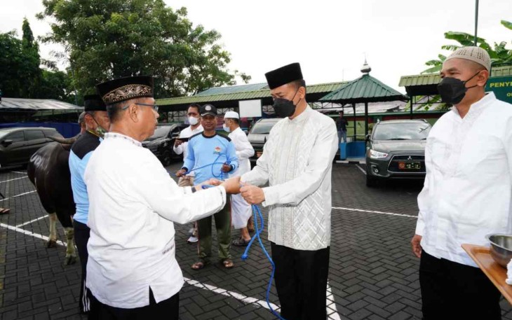 Pangdam Udayana saat menyerahkan hewan qurban 