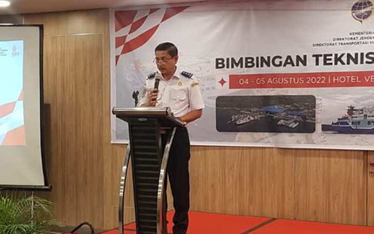 Ditjen perhubungan laut saat membuka bimtek Kesyahbandaran Tahun 2022