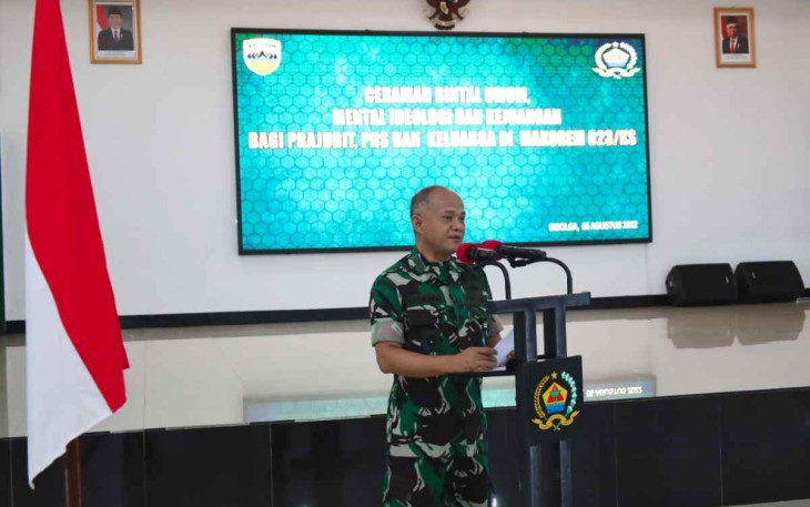 Kasrem 023/KS saat memberikan sambutan penyuluhan bintal